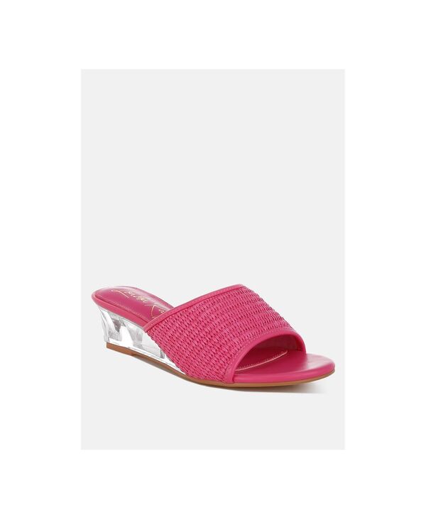 ロンドンラグ レディース シューズ サンダル 踵 London Rag Women\u0027s Osminda Raffia Clear Heel Wedge Sandals Pink raffia さくら色
