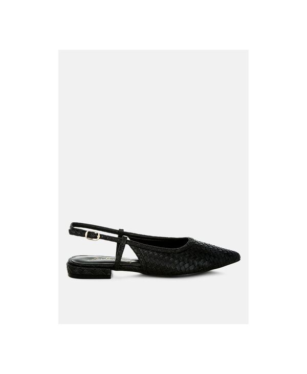 ロンドンラグ レディース シューズ サンダル London Rag Womens Kurina Woven Slingback Sandals Black faux leather ブラック｜ReVida 店