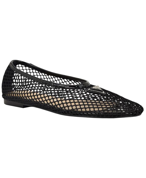ゲス レディース シューズ パンプス メッシュ ロゴ GUESS Women's Aylora Triangle Logo Woven Mesh Ballet Flats Black Woven Mesh ブラック|ReVida 店