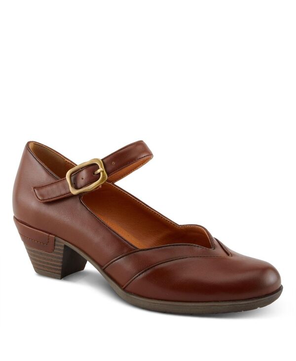 パトリシア レディース シューズ パンプス なめし革 Patrizia Maryneah Mary Jane with Adjustable Hook Loop Leather Vamp Brown 赤銅色