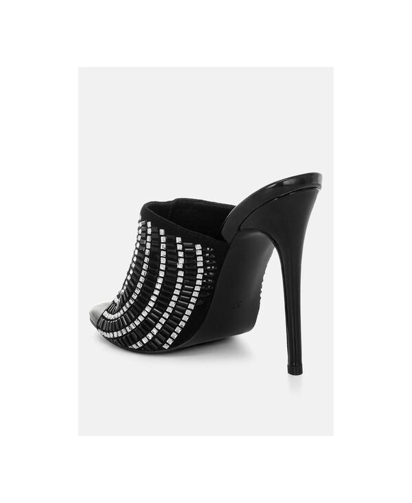 ロンドンラグ レディース シューズ サンダル トール 踵 London Rag Women\u0027s Boska Metallic Slip On Stiletto Heels Black 黒いこと