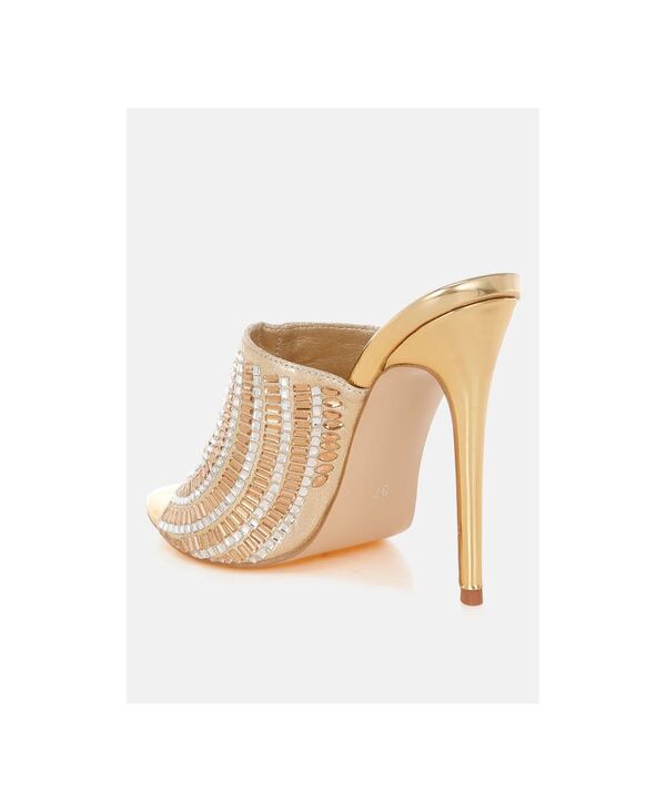ロンドンラグ レディース シューズ サンダル トール 踵 London Rag Women\u0027s Boska Metallic Slip On Stiletto Heels Gold ゴールド