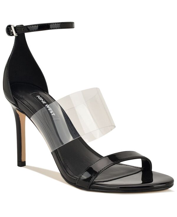 ナインウェスト レディース シューズ サンダル Nine West Women\u0027s Vallie Strappy Vinyl Stiletto Sandals Clear/Black Patent 黒いこと