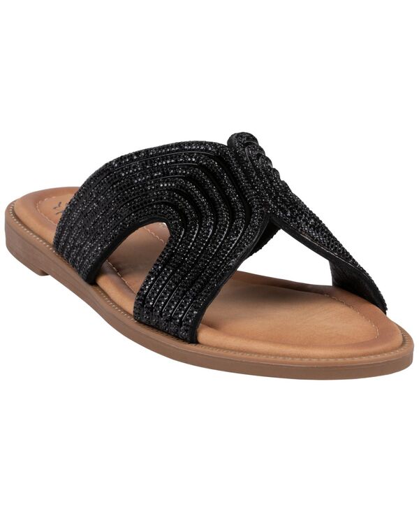 ジーシーシューズ レディース サンダル GC Shoes Women\u0027s Carlinembellished Flat Sandals Black 黒いこと