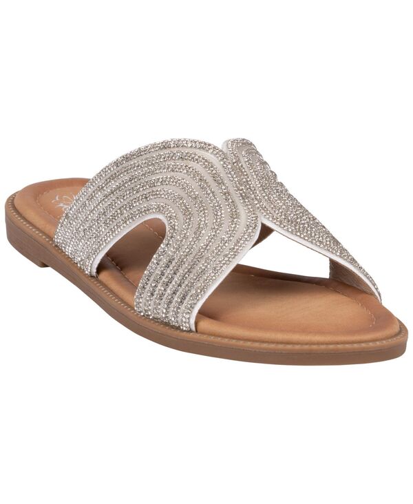 ジーシーシューズ レディース サンダル GC Shoes Women\u0027s Carlinembellished Flat Sandalsilver しろがね色