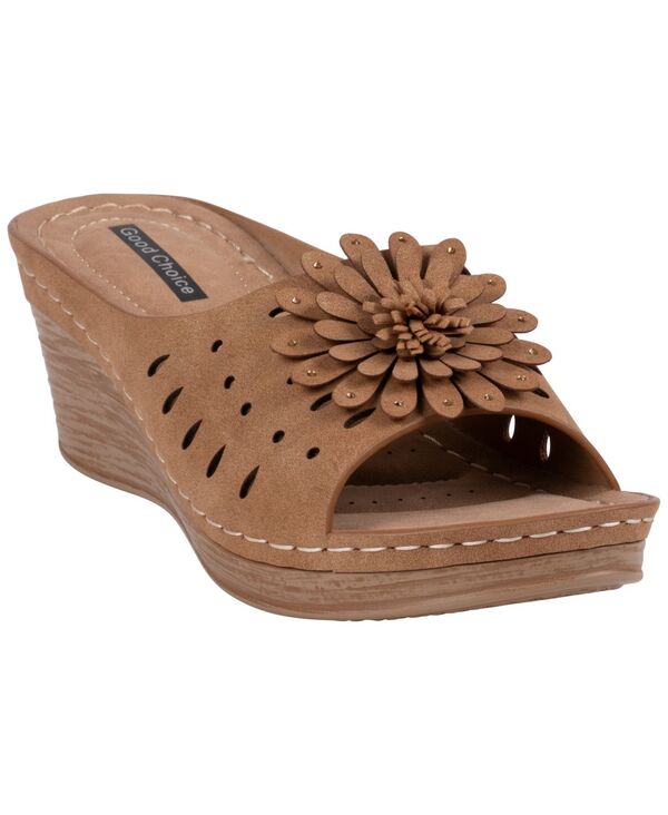 ジーシーシューズ レディース サンダル 御花柄 御花 GC Shoes Women\u0027s Mayday Floral Wedge Sandals Tan タン