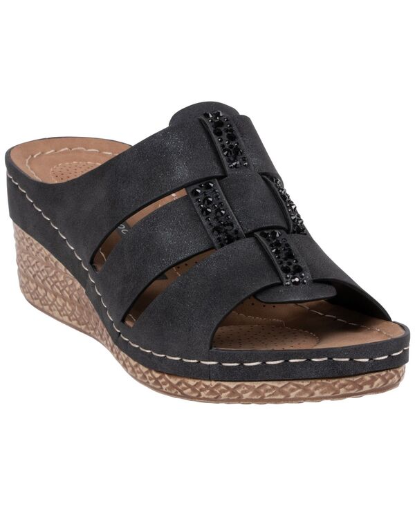 ジーシーシューズ レディース サンダル GC Shoes Women\u0027s Montembellished Wedge Sandals Black 黒いこと