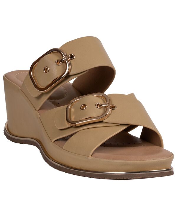 ジーシーシューズ レディース サンダル GC Shoes Women\u0027s Olana Buckle Round Toe Wedge Sandals Beige ベージュ