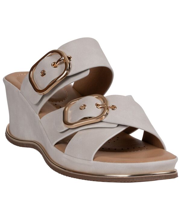 ジーシーシューズ レディース サンダル GC Shoes Women\u0027s Olana Buckle Round Toe Wedge Sandals White 白いこと