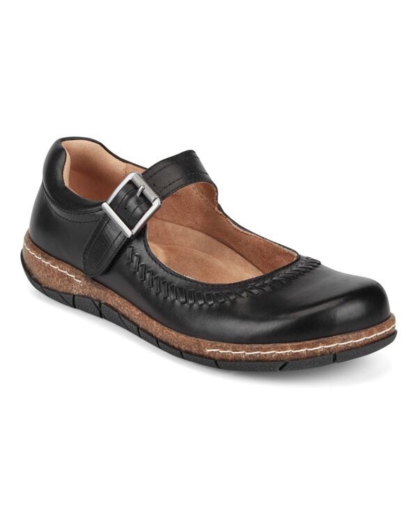 地びた レディース シューズ パンプス Earth Women\u0027s Erie Round Toe Mary Jane Flats Black Leather 黒いこと