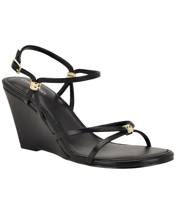 カルバンクライン レディース シューズ サンダル Calvin Klein Women\u0027s Deliney Strappy Wedge Dressandals Black 黒いこと