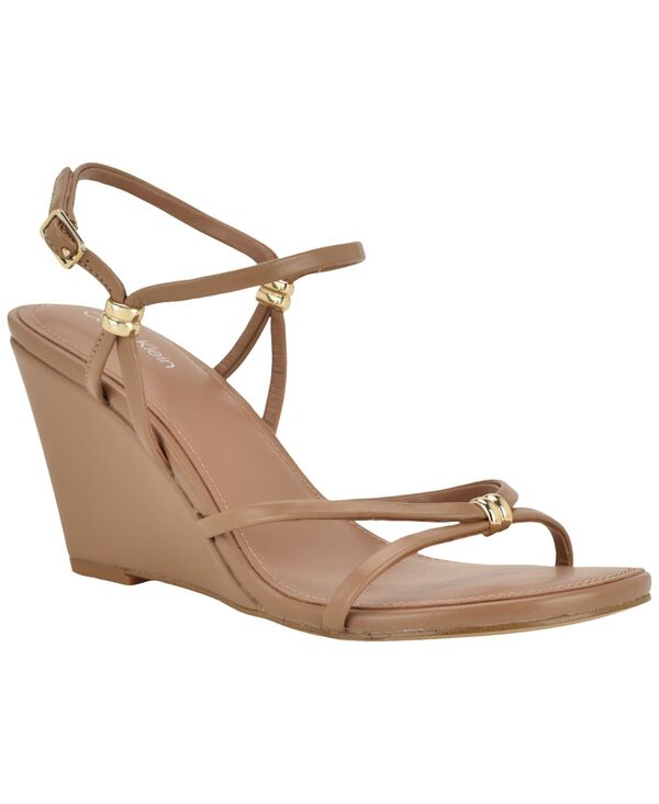 カルバンクライン レディース シューズ サンダル Calvin Klein Women\u0027s Deliney Strappy Wedge Dressandals Light Cognac