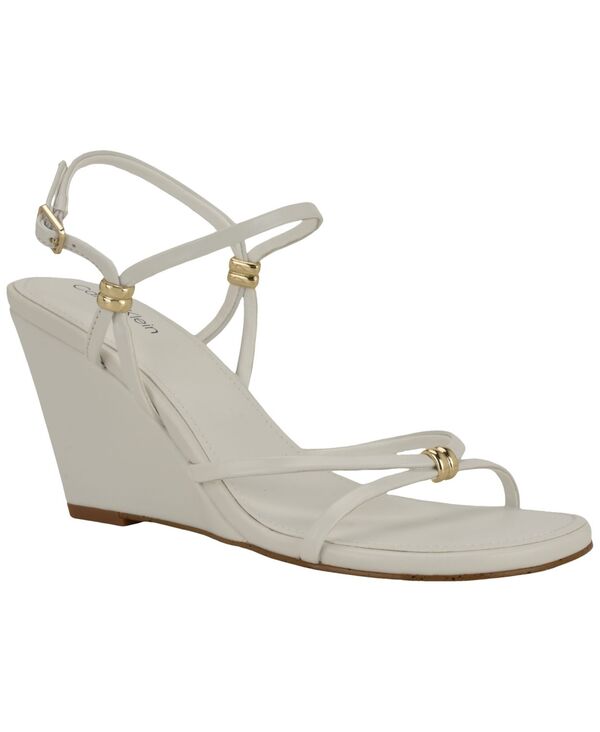 カルバンクライン レディース シューズ サンダル Calvin Klein Women\u0027s Deliney Strappy Wedge Dressandals White 白いこと