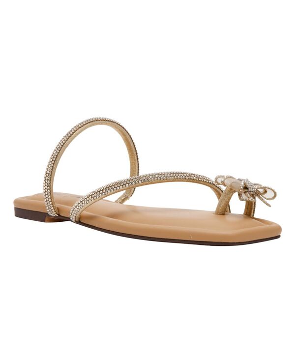 ワイルド 二人組 レディース シューズ サンダル Wild Pair Women\u0027s Eliana Rhinestone Bow Flat Sandals Gold Metallic ゴールド