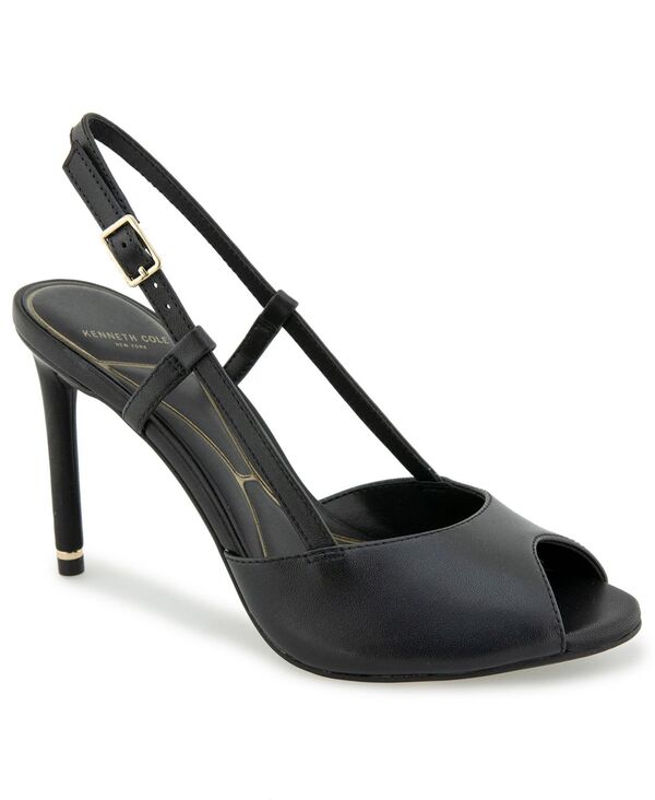 ケネスコール レディース シューズ サンダル Kenneth Cole New York Women\u0027s Londyn Peep Toe Slingback Pumps Black Leather 黒いこと