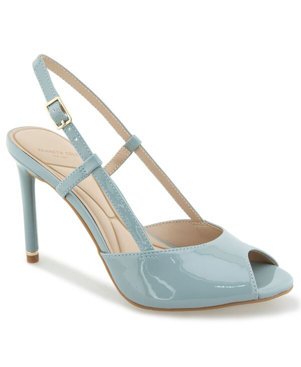 ケネスコール レディース シューズ サンダル Kenneth Cole New York Women\u0027s Londyn Peep Toe Slingback Pumps Ice Blue Patent 青色