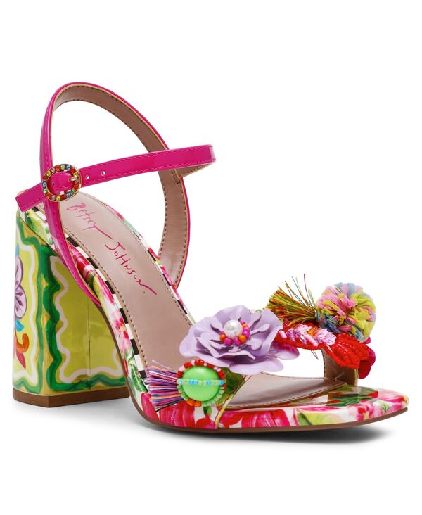 ベッツィジョンソン レディース シューズ サンダル 御花柄 御花 踵 Betsey Johnson Women\u0027s Masen Floral Block Heel Dressandals Bright Multi マルチ色つや