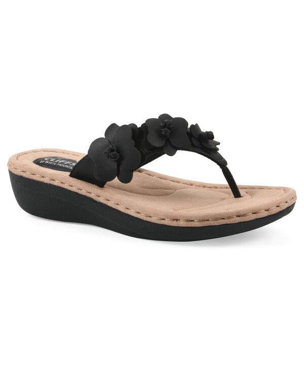 クリフバイホワイトマウンテン レディース シューズ サンダル お花柄 お花 Cliffs by White Mountain Women\u0027s Cassilia Floral Wedge Sandals Black Burnished Smooth 黒いこと