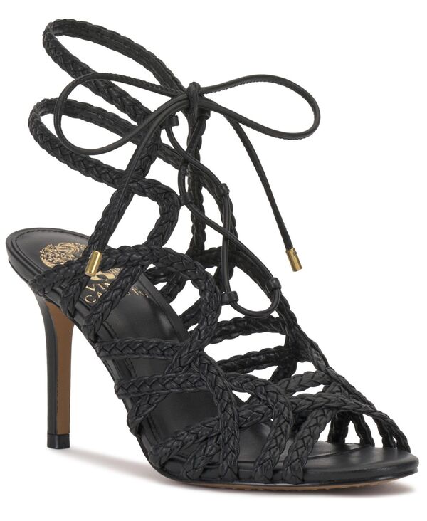 ヴィンスカムート レディース シューズ サンダル スピード競技 Vince Camuto Women\u0027s Tilly Lace-Up Cagedressandals Black Faux Leather 黒いこと