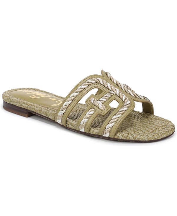 サムエデルマン レディース シューズ サンダル Sam Edelman Women\u0027s Bay Twist Slide Flat Sandals Washed Sage Faux Raffia サルヴィア