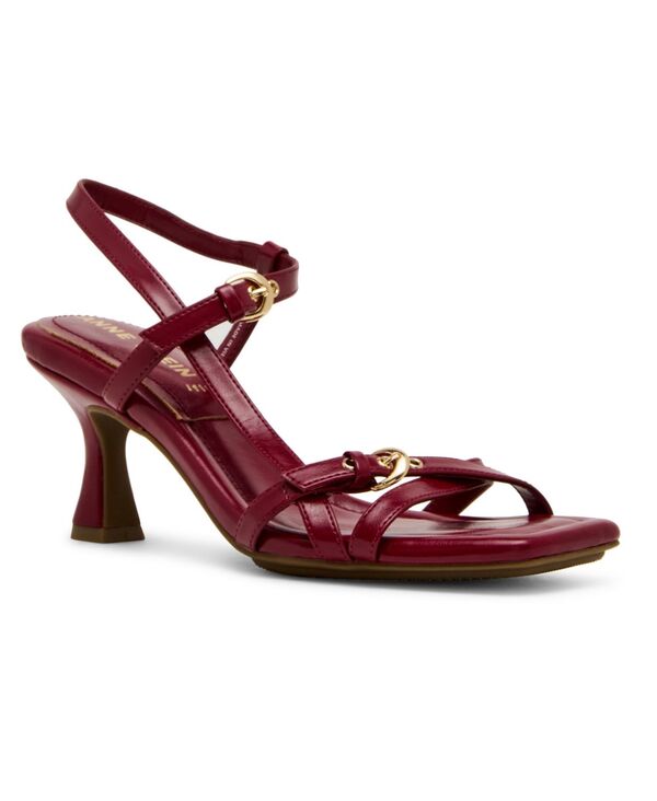 アンクライン レディース シューズ サンダル Anne Klein Women\u0027s Jaydyn Square Toe Dressandals Red Crinkle 赤いこと