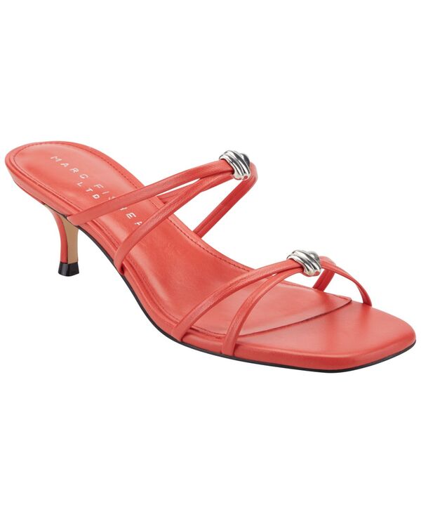 目じるし・フィッシャー レディース シューズ サンダル 踵 Marc Fisher LTD Women\u0027s Baizel Strappy Kitten Heel Dressandals Coral Red Leather 赤いこと