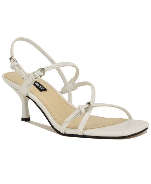 ナインウェスト レディース シューズ サンダル 踵 Nine West Women\u0027s Hayla Strappy Kitten Heel Slingback Sandals White Patent 白いこと