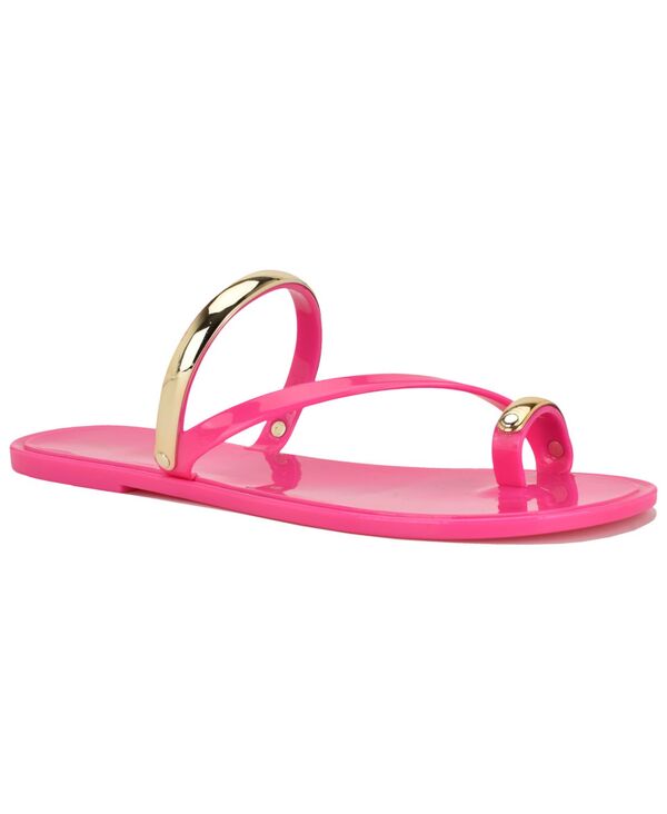 ナインウェスト レディース シューズ サンダル Nine West Women\u0027seashell Ornamented Toe Ring Flat Sandals Pink/Gold さくら色