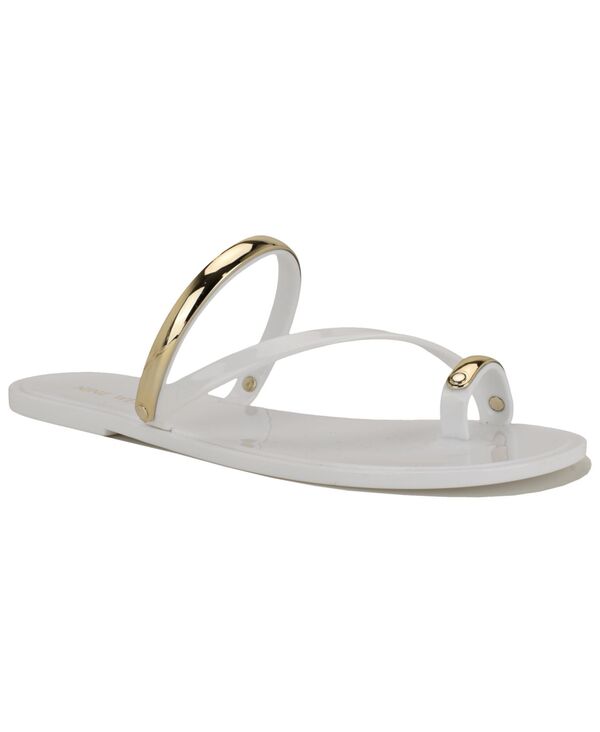 ナインウェスト レディース シューズ サンダル Nine West Women\u0027seashell Ornamented Toe Ring Flat Sandals White/Gold 白いこと