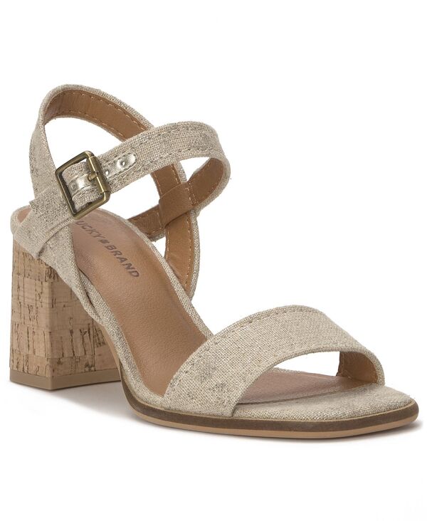 ラッキーブランド レディース シューズ サンダル 踵 Lucky Brand Women\u0027s Hallia Block Heel Dressandals Natural/Platino Linen