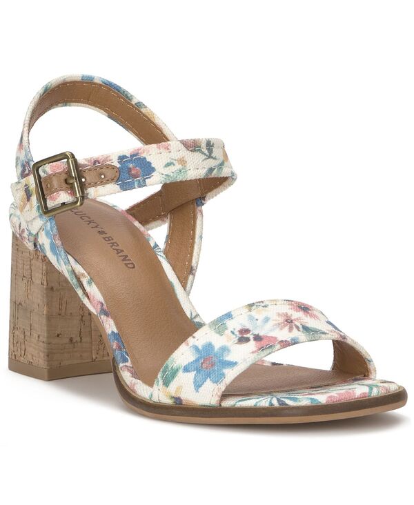ラッキーブランド レディース シューズ サンダル 踵 Lucky Brand Women\u0027s Hallia Block Heel Dressandals Pastel Multi Floral Canvas マルチ色つや