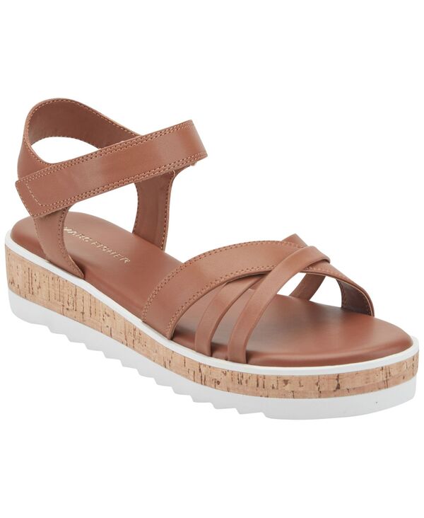 マークフィッシャー レディース シューズ サンダル プラットホーム Marc Fisher Women\u0027s Gyllie Flat Platform Sandals Cognac