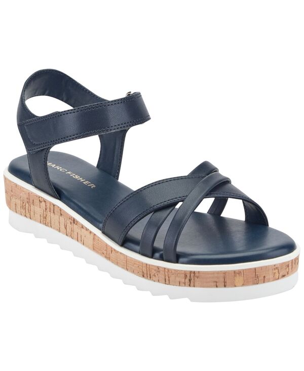 マークフィッシャー レディース シューズ サンダル プラットホーム Marc Fisher Women\u0027s Gyllie Flat Platform Sandals Dark Blue 青碧