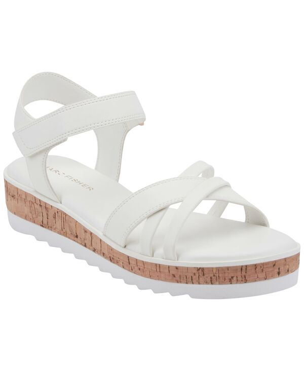 マークフィッシャー レディース シューズ サンダル プラットホーム Marc Fisher Women\u0027s Gyllie Flat Platform Sandals White 白いこと
