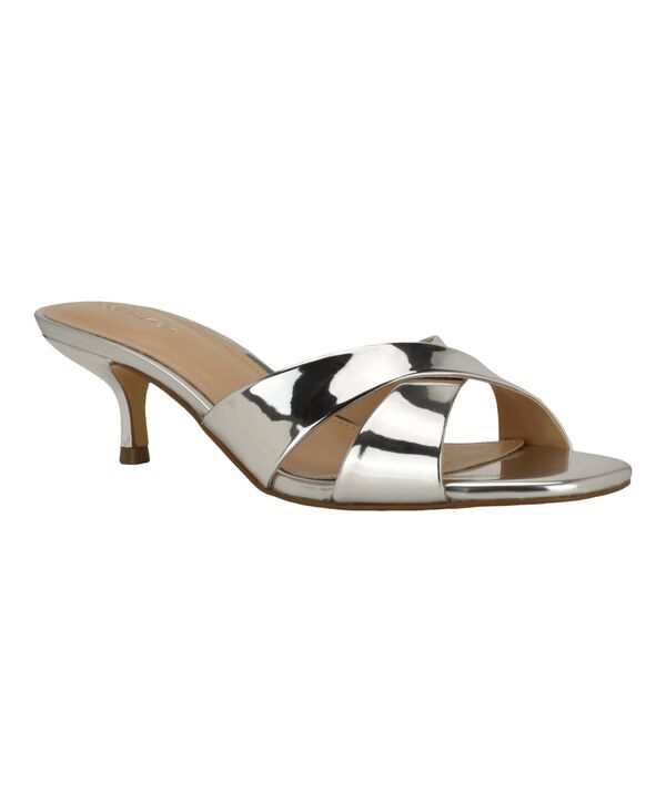 カルバンクライン レディース シューズ サンダル 踵 Calvin Klein Women\u0027skylor Criss-Cross Kitten Heel Sandalsilver Mirror Metallic しろがね色