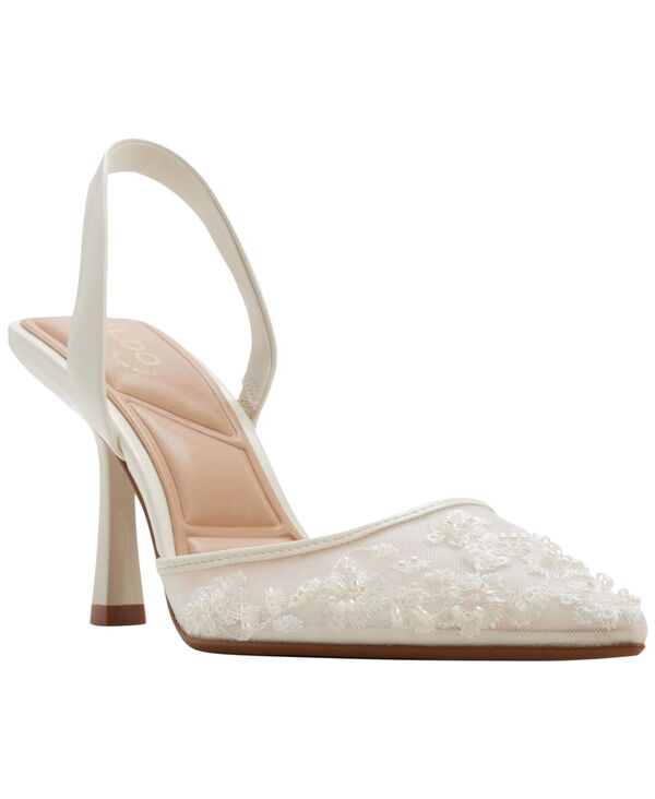 アルド レディース シューズ パンプス 踵 ALDO Women\u0027s Brusanti Sculpted Heel Slingback Pumps White Mesh 白いこと