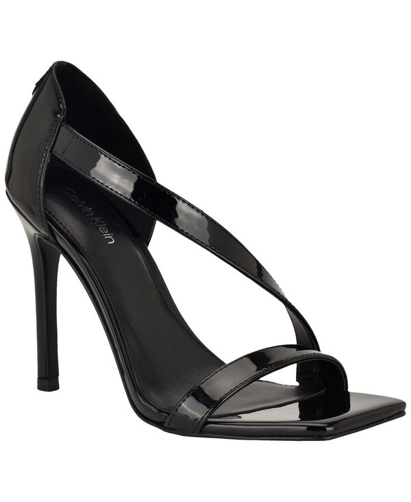 カルバンクライン レディース シューズ サンダル 非対称 Calvin Klein Women\u0027s Tracy Asymmetrical Strap High Stiletto Dressandals Black Patent 黒いこと