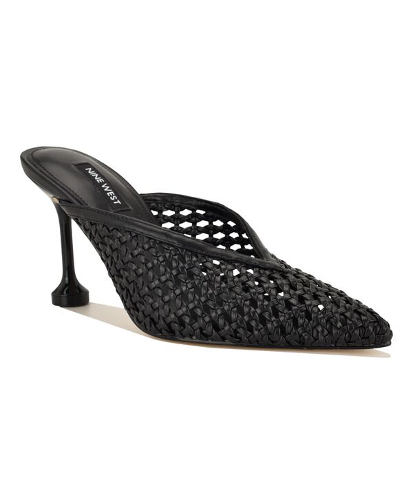 ナインウェスト レディース シューズ パンプス 踵 Nine West Women\u0027s Grasso Woven Tapered Heel Dress Mules Black 黒いこと
