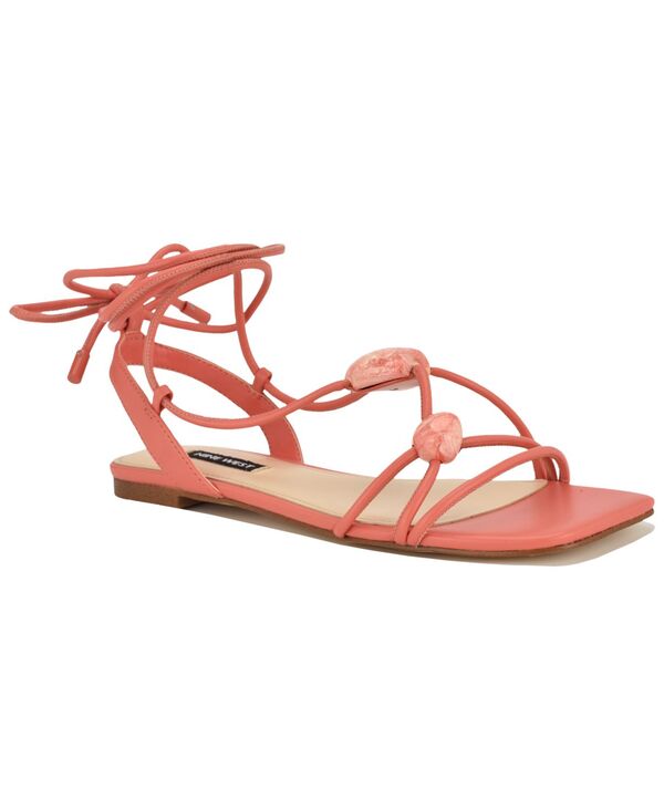 ナインウェスト レディース シューズ サンダル Nine West Women\u0027s Niraa Strappy Ornamented Flatie-Up Sandals Coral コーラル