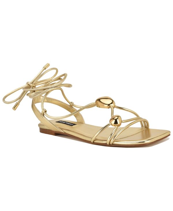 ナインウェスト レディース シューズ サンダル Nine West Women\u0027s Niraa Strappy Ornamented Flatie-Up Sandals Gold ゴールド
