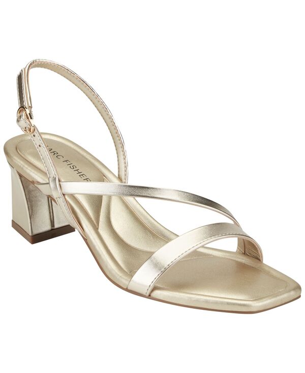マークフィッシャー レディース シューズ サンダル 踵 Marc Fisher Women\u0027s Gizia Strappy Block Heel Dressandals Gold ゴールド