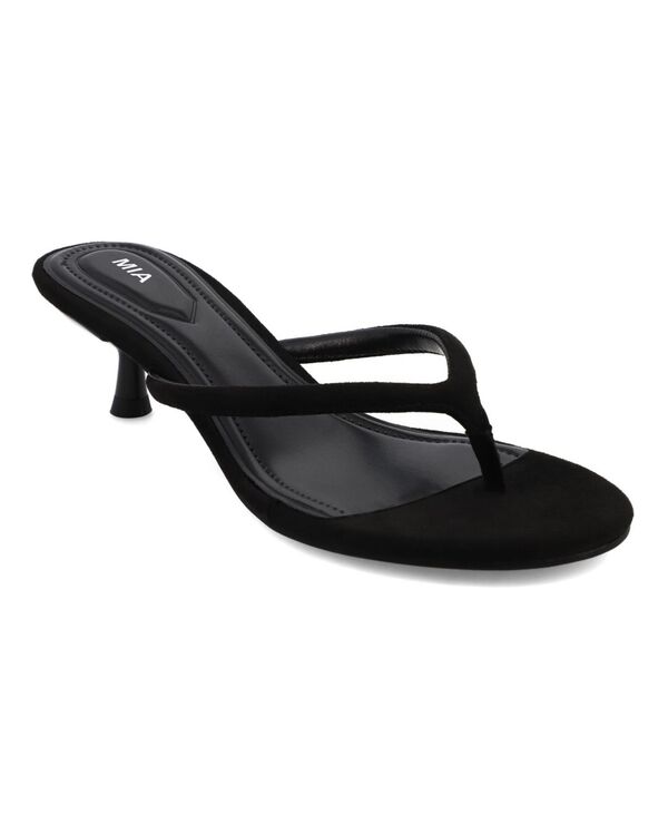 ミア レディース シューズ サンダル 踵 MIA Women\u0027s Farren Kitten Heel Thong Dressandals Black 黒いこと