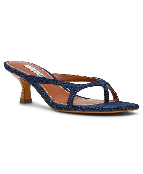 スティーブ マデン レディース シューズ サンダル 踵 Steve Madden Women\u0027s Brienna Strappy Kitten Heel Sandals Dark Denim ジーンズ