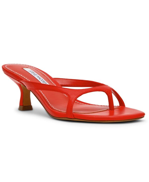 スティーブ マデン レディース シューズ サンダル 踵 Steve Madden Women\u0027s Brienna Strappy Kitten Heel Sandals Red Leather 赤いこと