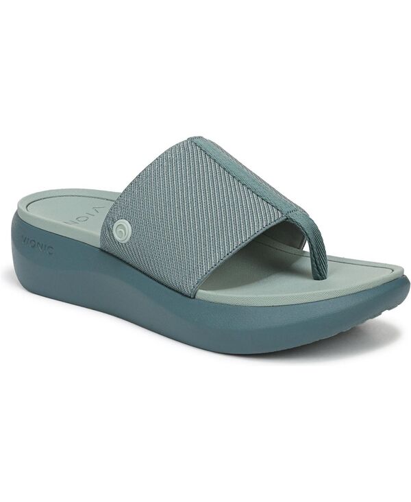 バイオニック レディース シューズ パンプス サンダル Vionic Womens Aqua Thong Sandals Bodega blue leather and gore 青碧
