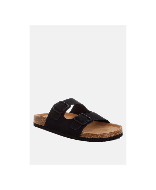 ロンドンラグ レディース シューズ サンダル London Rag Women\u0027s Gloriosa The Double Strap Slide Sandals Black nubuck faux leather 黒いこと