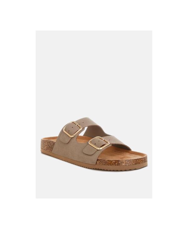 ロンドンラグ レディース シューズ サンダル London Rag Women\u0027s Gloriosa The Double Strap Slide Sandals Taupe nubuck faux leather トープ