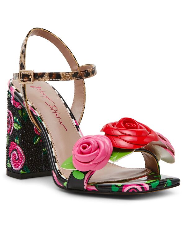 ベッツィジョンソン レディース シューズ サンダル Betsey Johnson Women\u0027s Krystle Open Toe Dressandals Black Rose 黒いこと