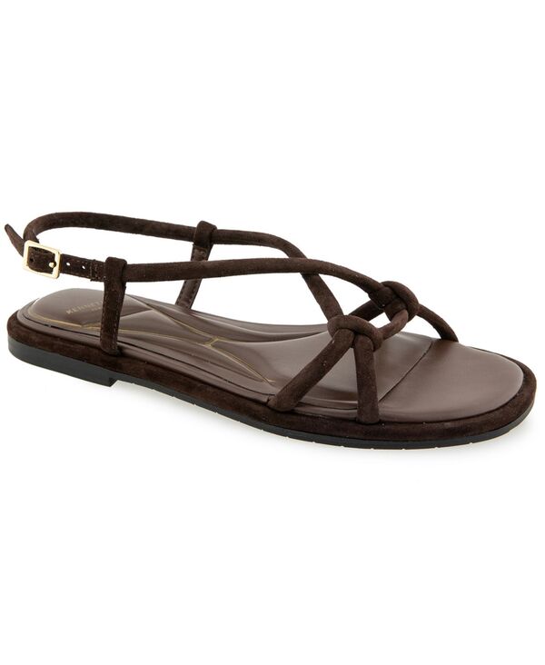 ケネスコール レディース シューズ サンダル Kenneth Cole New York Women\u0027s Paria Strappy Flat Sandals Chocolate Suede 黒茶