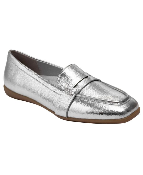 エアロソールズ レディース シューズ スリッポン・ローファー Aerosoles Women\u0027s Kody Slip-On Loafersilver Faux Leather しろがね色
